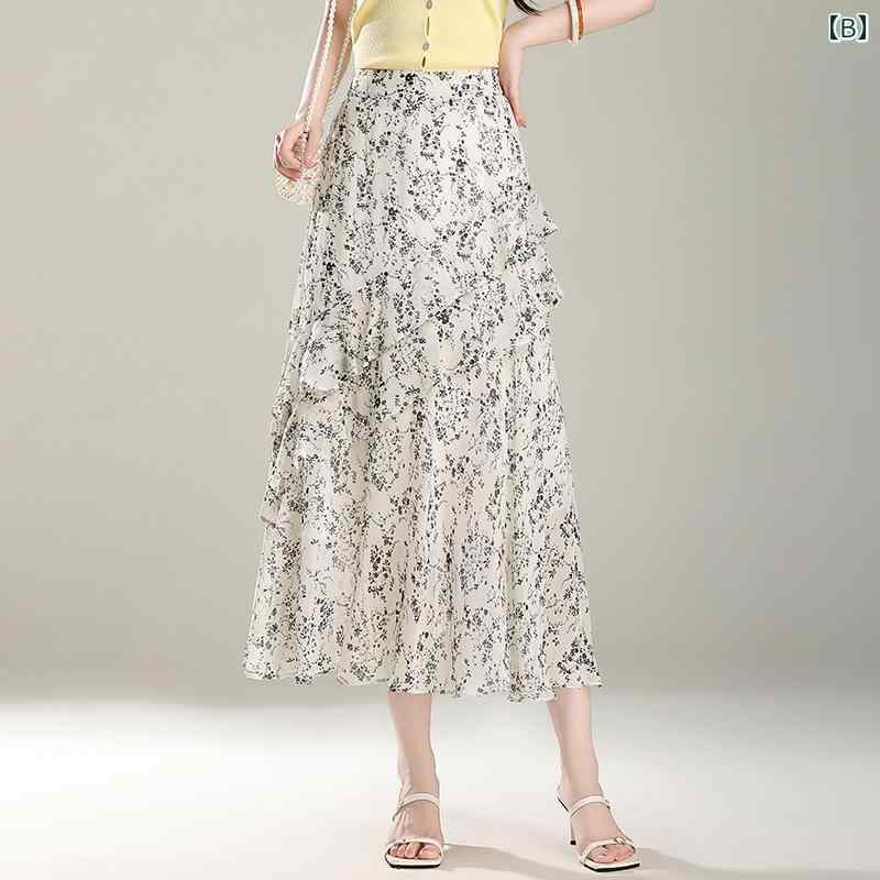 パンツドレス レディース 2025年 花柄 スカート 女性用 夏用 薄手 優しい スタイル ハイウエスト aライン 小さめ サイズ スリム ティアードスカート