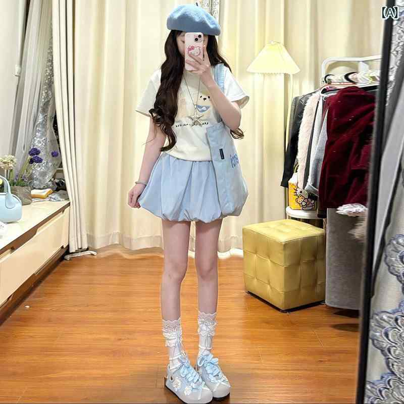 パンツドレス レディース ブルー バッド スカート パンツ レディース 夏 薄手 2025 ふっくら aライン ワイド レッグ ゆったり ランタン ショーツ