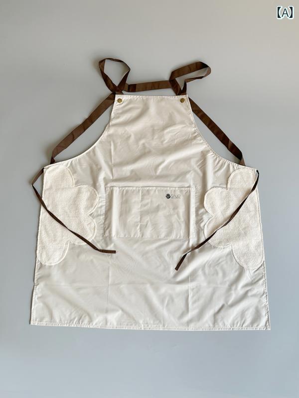 エプロン キッチン 家庭用 油と水を防ぐ手拭き付きエプロン、台所用男女のカバーオール、飲食料理用の専用汚れ防止作業服。