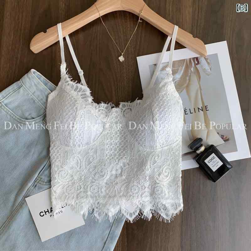 インナー 夏用の 女性用 ブラック レース ブラパッド サスペンダー アウター用の 魅惑的 ノースリーブ トップス