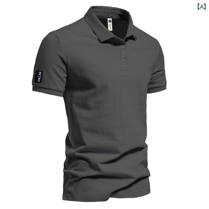 ポロシャツ メンズ 無地 アメリカン レトロ ポロシャツ メンズ 半袖 夏 ゆったり レイヤリング シャツ ..