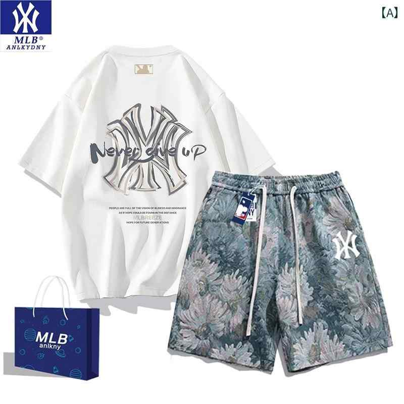 メンズ おしゃれ スウェット セット アウトレット ジョイント NY 半袖 Tシャツ スーツ メンズ 夏 カジュアル スポーツ トップス メンズショート パンツ ツーピース