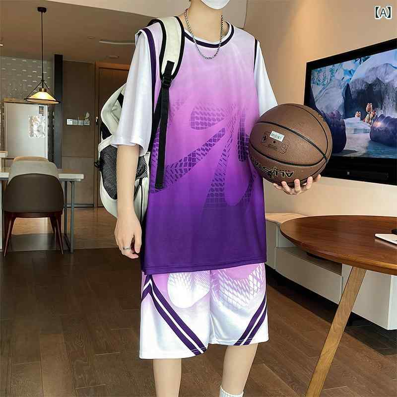 メンズ おしゃれ スウェット セット 半袖 バスケットボール スーツ メンズ 2025 速乾 冷感 Tシャツ スポーツ ショーツ フェイク ツーピース