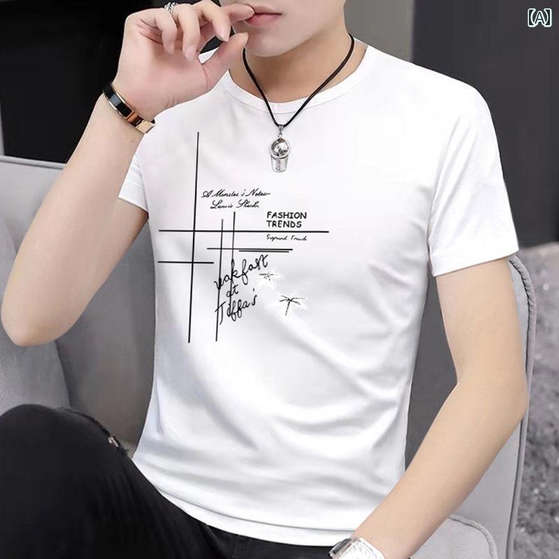 メンズ おしゃれ スウェット セット 半袖 Tシャツ メンズ 夏服 コットン ボーイズ トップス スリム 服