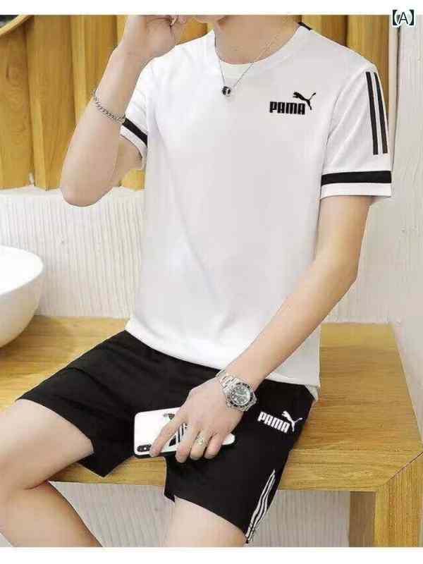 メンズ おしゃれ スウェット セット 夏の スポーツ スーツ メンズ 速乾 半袖 Tシャツ カジュアル ランニング スポーツウェア ツーピース