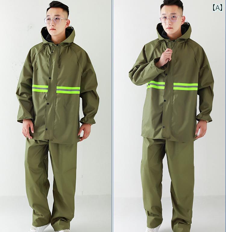 メンズ レインコート キャンバス レインコート アウトドア 大人用 スプリット スーツ 厚手 耐摩耗 拡大 防水 サイクリング オックスフォード 布 全身 防 ...