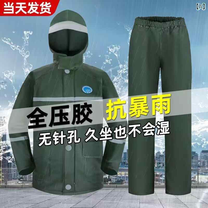 メンズ レインコート レインコートと レインパンツ スーツ 全身 防 雨 ライディング テイクアウト ライダー スペシャル 防水 スプリット 厚手 ロング 大人...