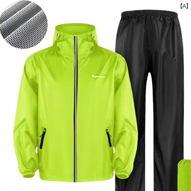 メンズ レインコート ドイツから した 薄型 レインコート スーツ 男女兼用 夏用 全身 持ち帰り用 サイクリング用 分割 式 防水 通気性 日焼け防止 服