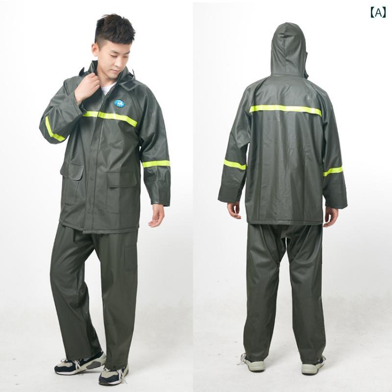 メンズ レインコート 江 太 公 レインコートと レインパンツ セット メンズ 厚手 スプリット レインコート 全身 防 雨 テイクアウト ライダー 防水 服