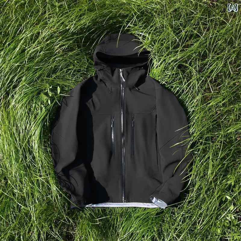 パーカー マウンテン アウトドア 柔らかくスタイリッシュ！全天候対応の屋外用風雨防止軽量ダブルレイヤー編み風ブルゾン
