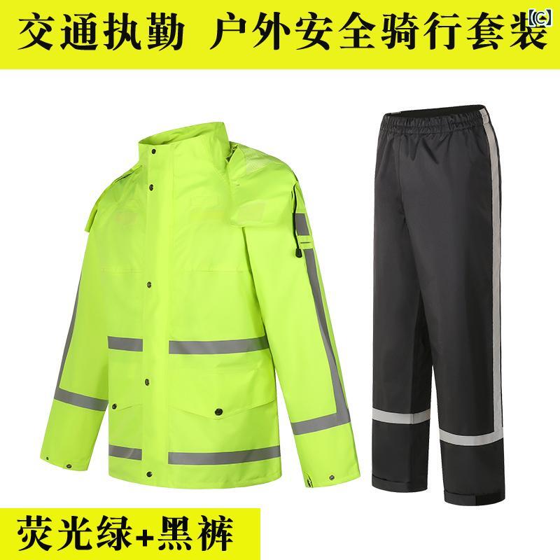 かっぱ 男性用 3 層 複合 セキュリティ ユニフォーム 蛍光 グリーン 交通 反射 パトロール スーツ 防水 メンズ レディースの 標準 レインコート