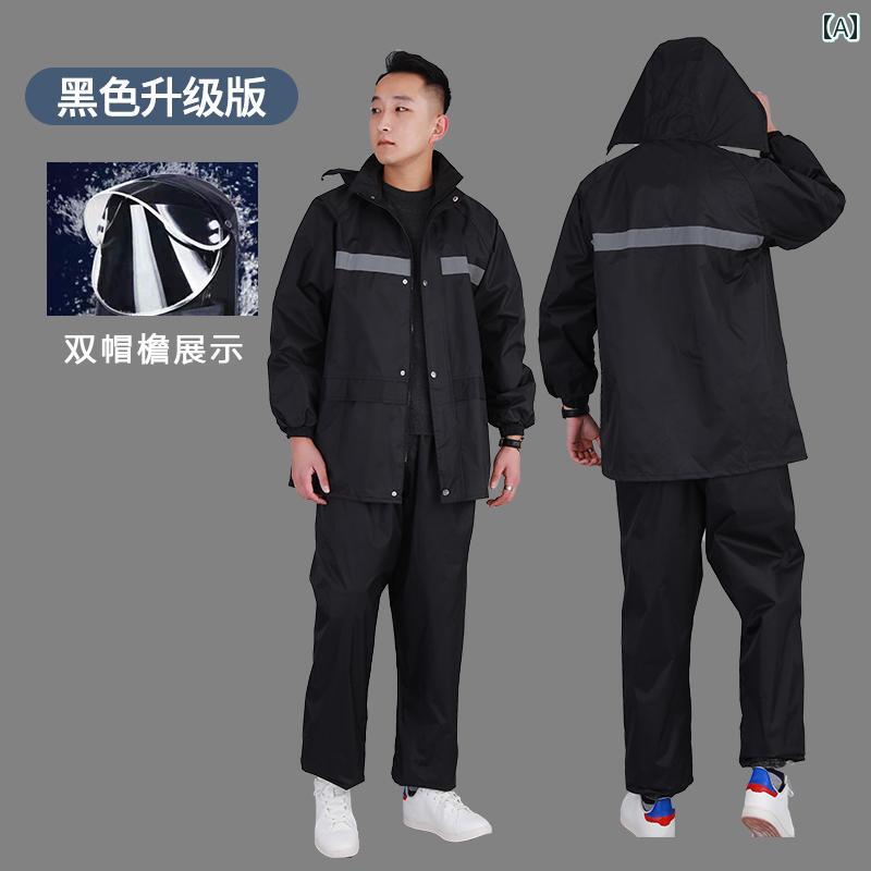 かっぱ 男性用 3520 キャンバス スプリット 労働 保護 現場 大人 厚手 防水 耐摩耗 全身 防風 レインコート レインパンツ スーツ