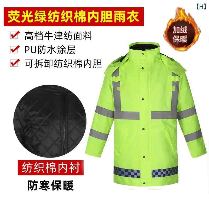 かっぱ 男性用 雨 風 防止 反射 レインコート 交通 安全 服 スプリット 蛍光 グリーン 防水 スーツ レインパンツ サイクリング メンズ バイク 旅行