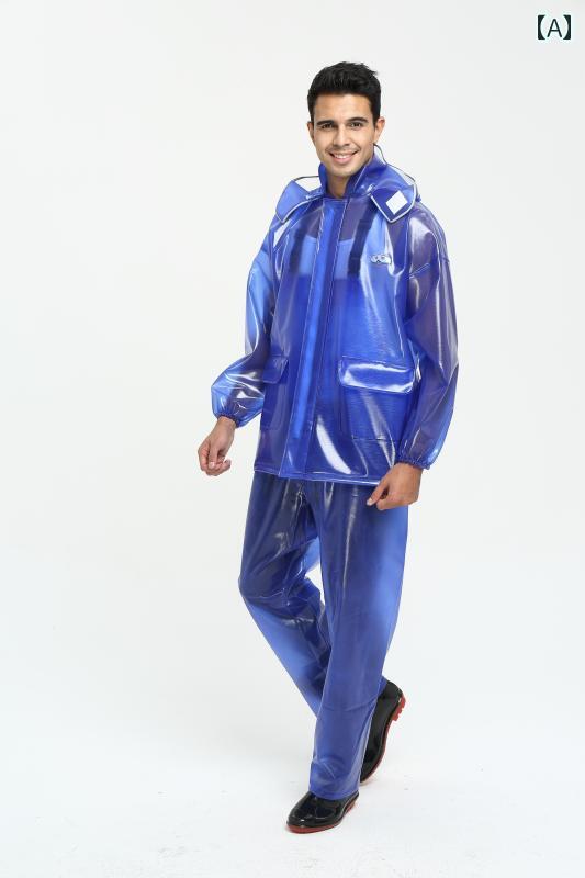 かっぱ 男性用 海 翔 漁師の よだれかけ レインコート非 大 宇 牛 腱 厚手 スプリット レインコート レインパンツ スーツ メンズ 防水