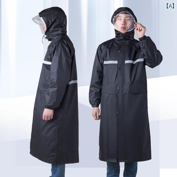 かっぱ 男性用 レインコート ロング 全身 防 雨 二 重層 大人用 アウターウェア 防水 厚手 メンズ サイクリング アウトドア セキュリティ