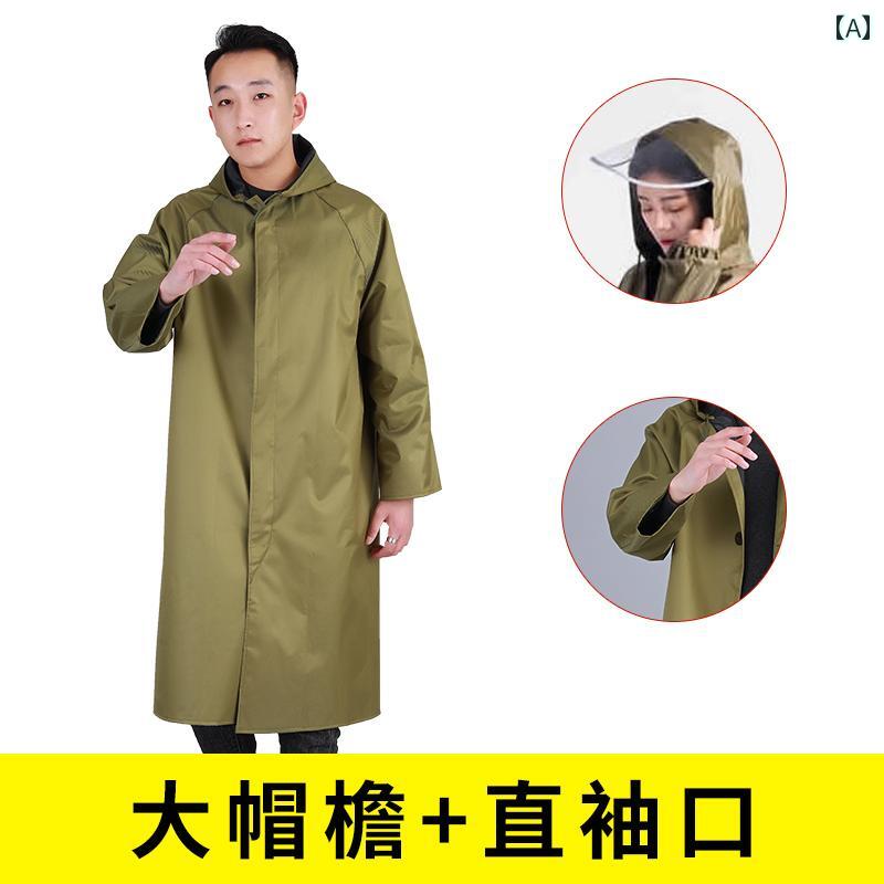 かっぱ 男性用 ロング レーンコート ポンチョ 防水 アウトドア 暴風 雨 対策 大人用 ハイキング 全身 キャンバス 労働 保護 建設 現場 スプリット スー...