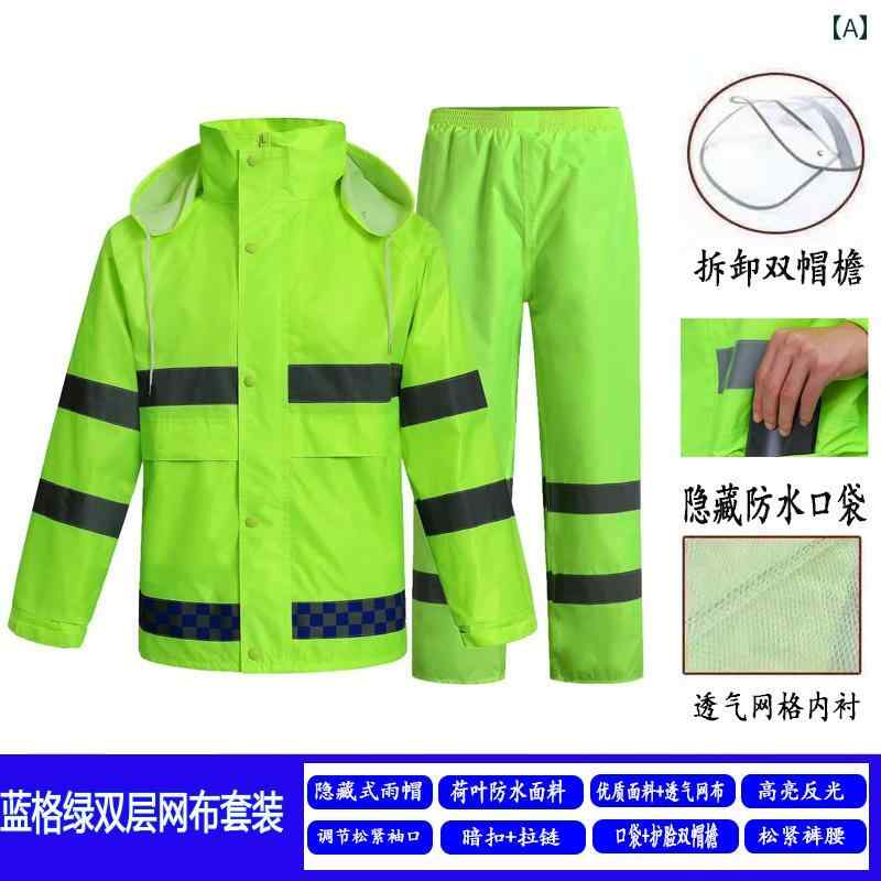 かっぱ 男性用 男性用 反射 レインコートと レインパンツ スーツ 交通 機関 電動 バイクの テイクアウト ライダー 分割 式 全身 防 爆 レインスーツ