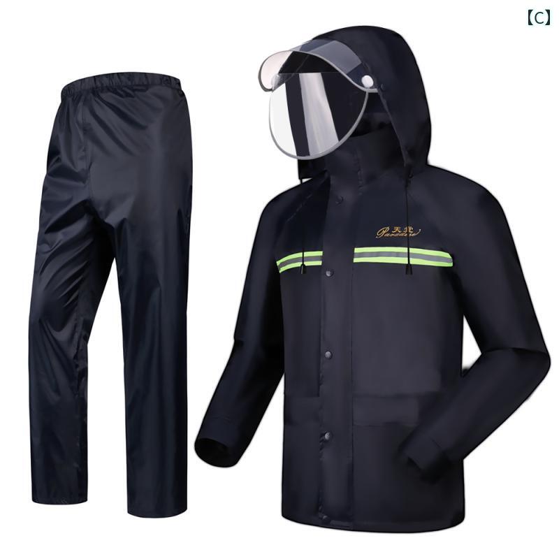 かっぱ 男性用 パラダイス レインコート レインパンツ スーツ 電動 バイク 二 重層 厚手 男女兼用 大人用 スプリット 保護 レインウェア