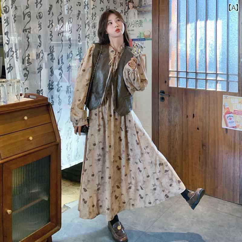 2025年春の新作、韓国系ファッションの女性用花柄ワンピース。女性らしいセットアップで、春から秋まで活躍します。