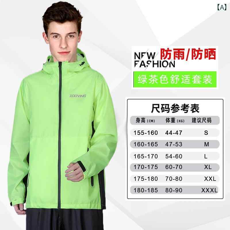 かっぱ 男性用 メンズ レインコートと レインパンツ スーツ 全身 防水 大人用 サイクリング 釣り 旅行 上下 分割 軽量 夏用 レインコート