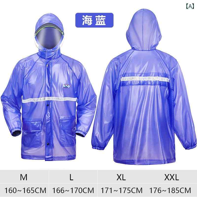 かっぱ 男性用 ワンピース 夏用 防水 プラスチック 透明 電気 自動車 メンズ 大人 用 防 雨 ハーフ 丈 スプリット レインコート レディース