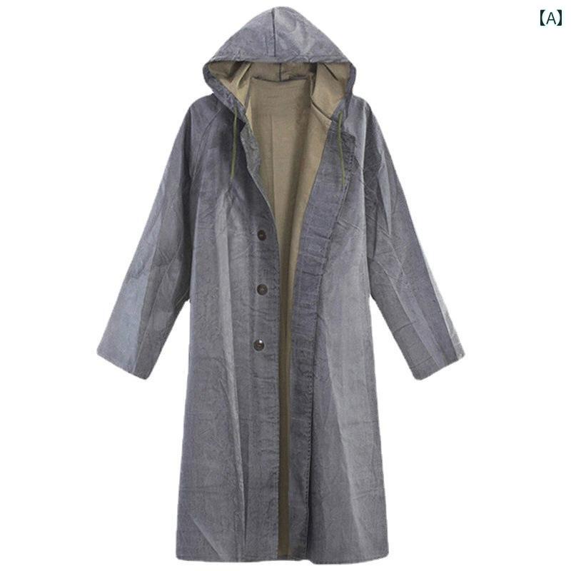 かっぱ 男性用 男性用 労働 保護 全身 ロング レーンコート シングル キャンバス レインコート 昔ながらの 耐摩耗 作業 大人 農業用