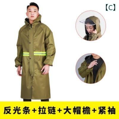 かっぱ 男性用 ミリタリー レインコート キャンバス ロング ワンピース 全身 防水 耐摩耗 厚手 大人 メンズ サイクリング 労働 保護 レインパンツ