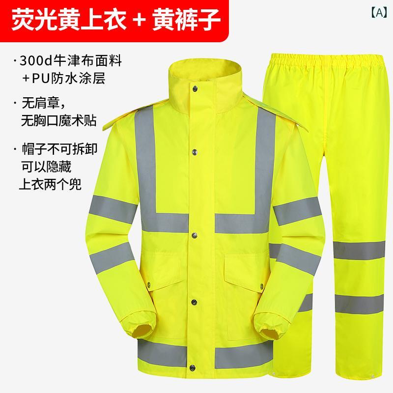 かっぱ 男性用 男性用 レインコートと レインパンツの スーツ 全身 防水 スプリット バイクライディング アウトドア 反射 オックスフォード 布 レインコート