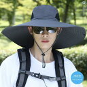 帽子 レディース サンハット メンズ用の夏の日よけ帽子は、アウトドア、登山、釣りなどに最適で、大きなつばで顔を覆い、紫外線から守ります。