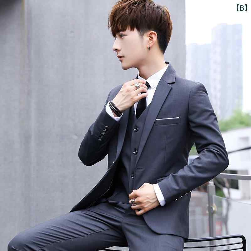 リクルート ビジネス メンズ 高校生成 人 式 スーツ メンズスーツ スリーピース 韓国 スリム プロ フォーマルウェア 学生 カジュアル スモール