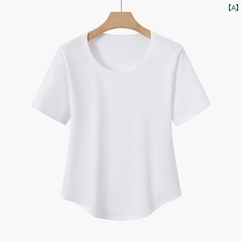涼しい トップス レディース レディース 大きいサイズ 半袖 Tシャツ 太めの mm ストレート ショルダー トップ ゆったり スリム U ネックで お腹を カバー し 肉を 隠します。 女の子向け 少し 夏服です。