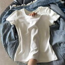 ベーシック トップス レディース 半袖 夏 ストレート ショルダー Tシャツ レディース 2025夏 U ラウンドネック スリムフィット レイヤリング シャツ ...