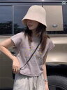 ベーシック トップス レディース 2025年 プリント パープル 半袖 Tシャツ レディース 夏 ストレート ショルダー ラグラン ユニークな 甘辛 トップス