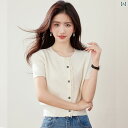 ベーシック トップス レディース 女性用 半袖 Tシャツ 2025夏用 薄手 セーター 小さい サイズ ショート スタイル ユニークな スペシャル トップス