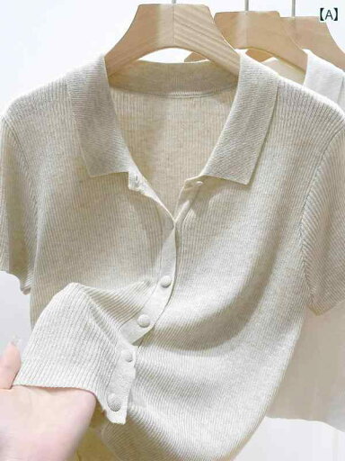 ベーシック トップス レディース ライラック パープル スリム Tシャツ トップス 2025 夏 レディース 服 POLO 襟 半袖 ニットカーディガン ベーシック トップス レディース ライラック パープル スリム Tシャツ トップス 2025 夏 レディース 服 POLO 襟 半袖 ニットカーディガン
