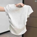ベーシック トップス レディース ラシャペル グレー ストレート ショルダー Tシャツ レディース 半袖 春夏 2025 プリーツ ショート インナーレイヤリン...