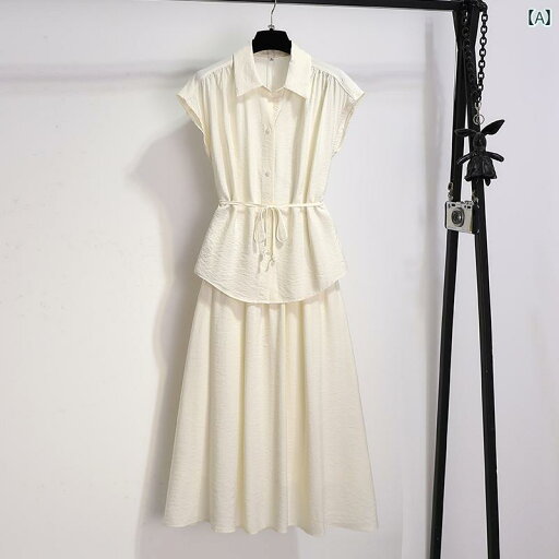 かわいい シャツワンピース レディース アプリコット ノースリーブシャツ ドレス 女性用 夏用 軽量 高級 ハイエンド ツーピース スーツ 2025年 ファッション スカート かわいい シャツワンピース レディース アプリコット ノースリーブシャツ ドレス 女性用 夏用 軽量 高級 ハイエンド ツーピース スーツ 2025年 ファッション スカート