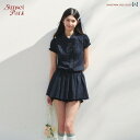 かわいい シャツワンピース レディース SunsetPark サンセット パーク 夏の 午後 ネイビーブルー カレッジ スタイル 半袖 シャツ ウエスト ドレス