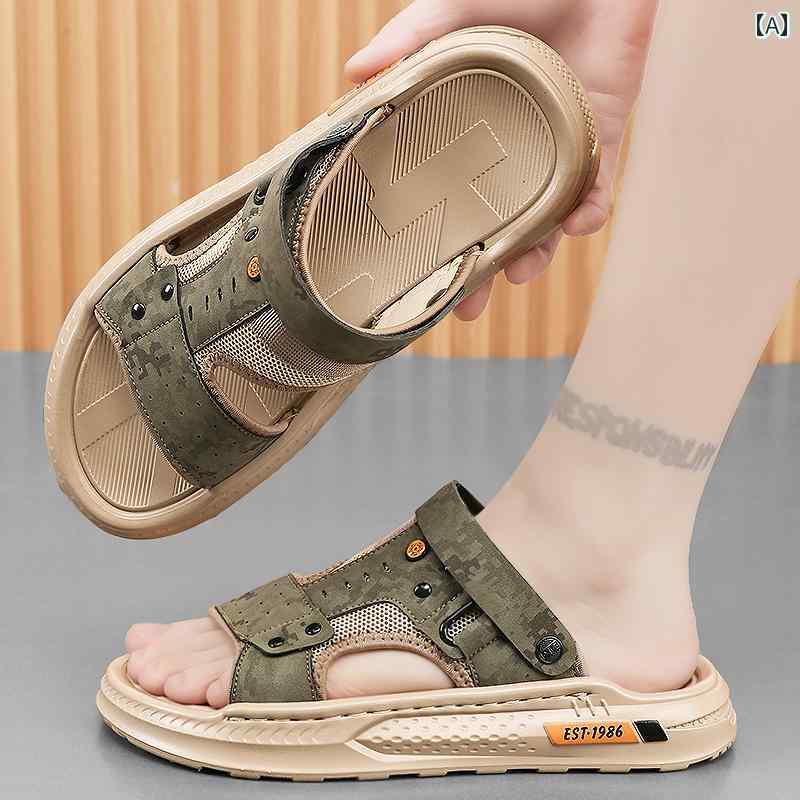 健康サンダル 夏の アウトドア用 メンズサンダル 滑り止めと 防臭 スポーツ用の 柔らかい 靴 底 足が 疲れにくい 運転な ビーチ 兼用 ベトナム製 スリッパ