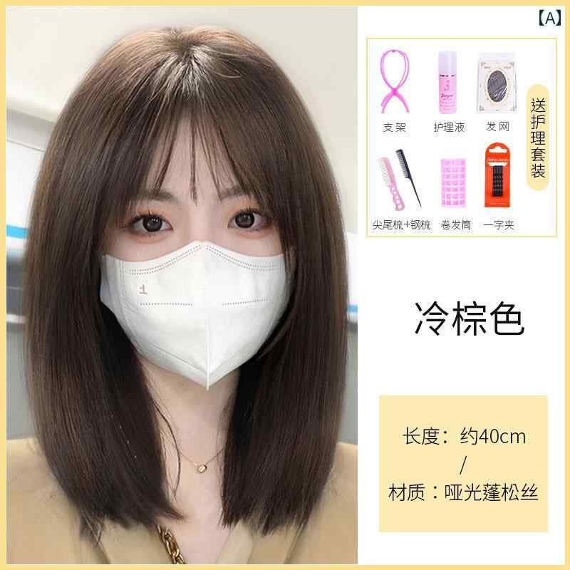 女性用 かつら 女性用 ウィッグ ショート ヘア ロング 鎖骨 フル ヘッド セット ナチュラル シミュレーション ヒューマン ネット