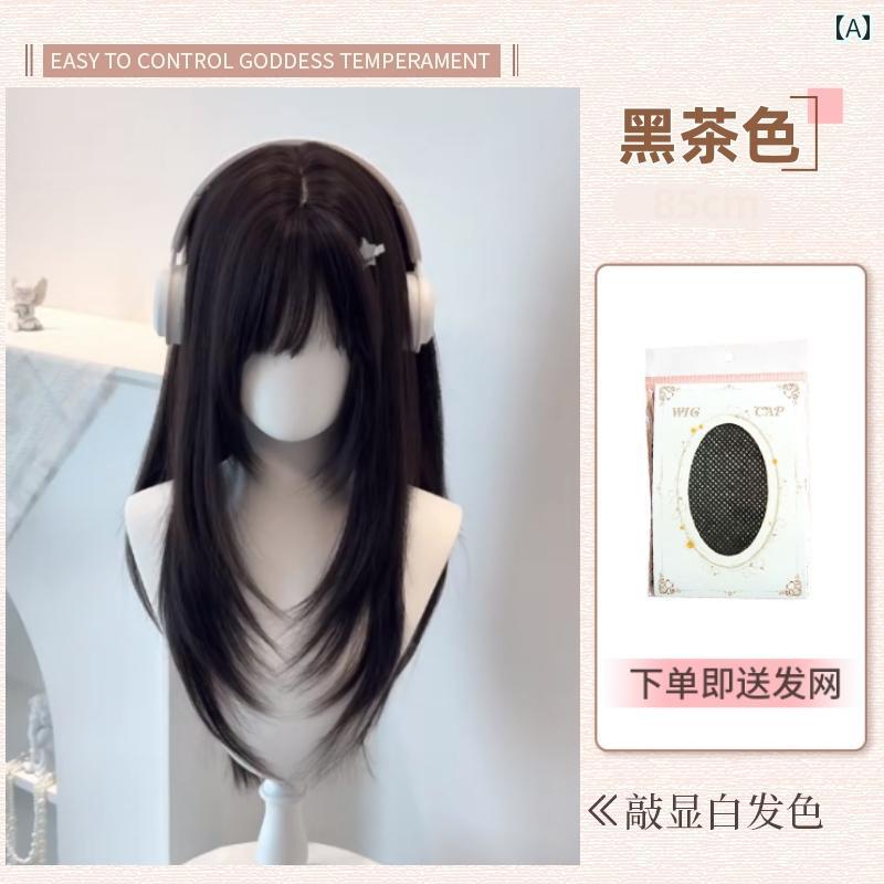 女性用 かつら Guaiguai ウィッグ 女性用 高級 黒 髪 ロング ストレート ロリ 前髪 JK 日常 ナチュラル ロリータ ヘア