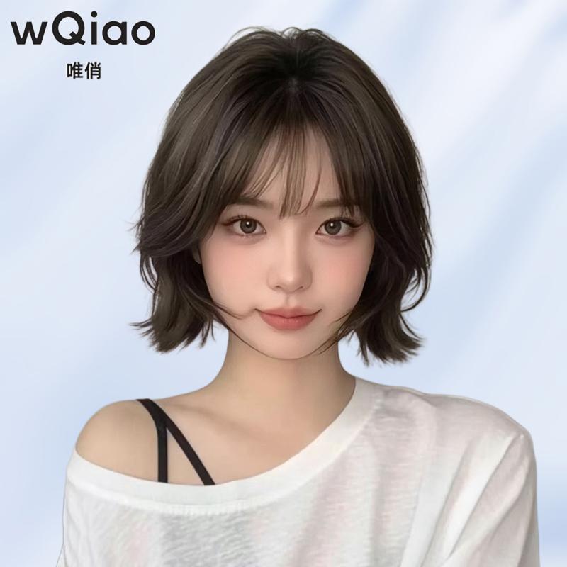 女性用 かつら 女性用 ウィッグ フル ヘッド セット ショート ヘア 人 毛 ナチュラル 軽く パーマ 韓国 デイリー
