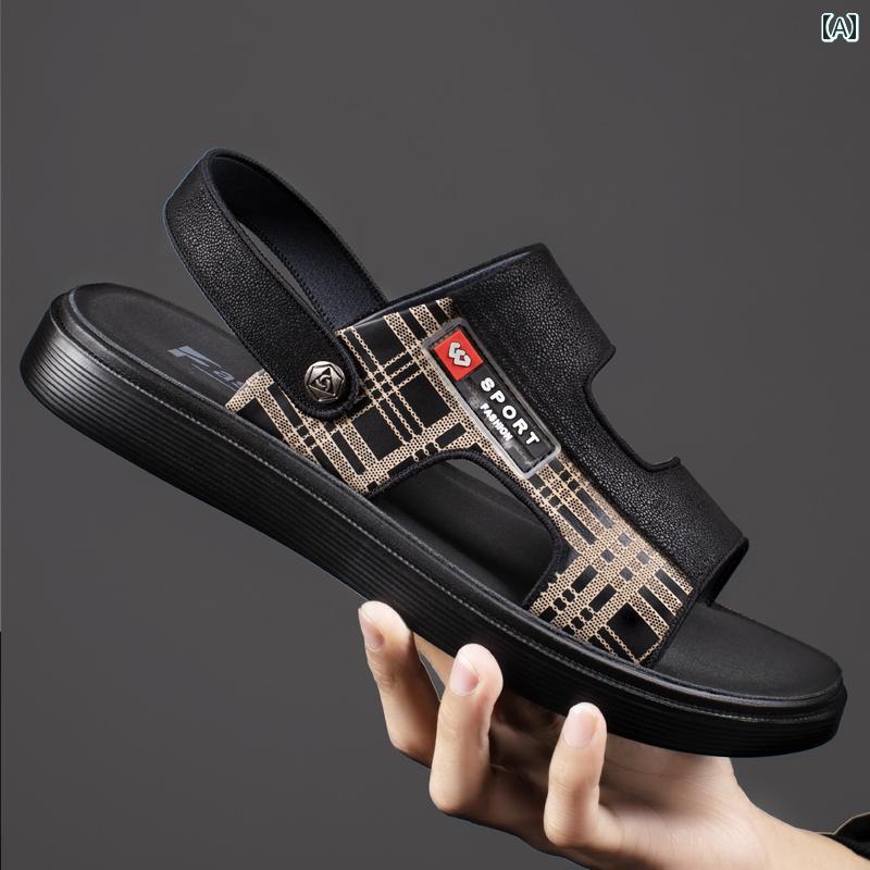 スポーツサンダル メンズ の メンズサンダル 夏 スポーツ レジャー 革 アウターウェア ビーチ 兼用 スリッパ