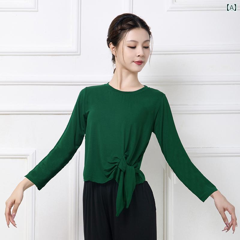 レディース　エクササイズ　パンツ 女性用 ダンス トレーニングウェア モダン ボディスーツ トップス 大人用 中国 スクエアダンス スーツ ゆったり ワイド レッグ パンツ