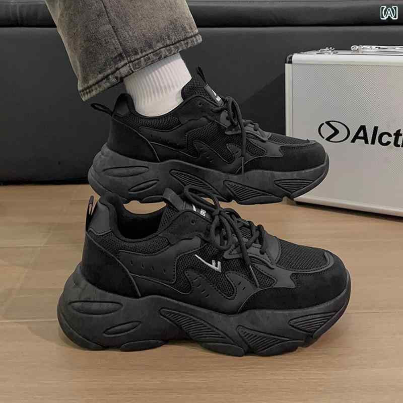 黒色 シューズ メンズ ウォリアー ブラックウォリアー メンズシューズ 2025 春 カジュアル スポーツ シューズ 厚底 ダディ メンズ