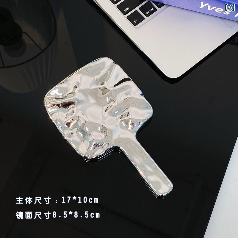 手鏡 コンパクト レトロ 小型 ミラー ポータブル キャリーオン ハンドヘルド メイクアップミラー 女性用 ハンドル