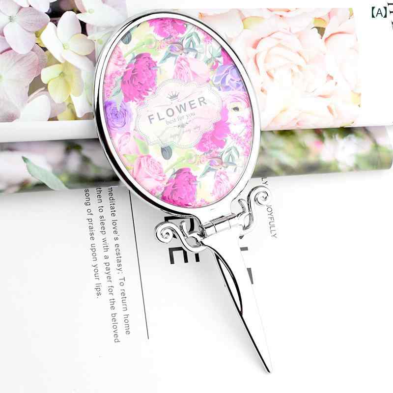 手鏡 コンパクト ミニ ハンドル 化粧 鏡 かわいい 折りたたみ 式 ポータブル 小型 ミラー タトゥー 美容院 手持ち