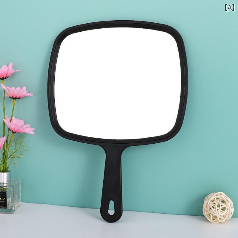 手鏡 コンパクト 特大 HD 化粧 鏡 スクエア ハンドル ミラー ラウンド ポータブル ハンドヘルド 美容院 ヘア サロン メイクアップ