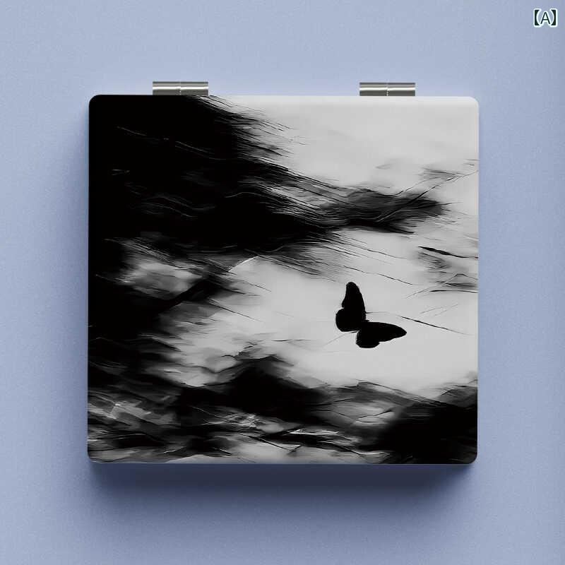 手鏡 コンパクト 小型で な ポータブル ハンドヘルド 化粧 鏡 旅行用 ミニ 折りたたみ 式 両面 ミラー