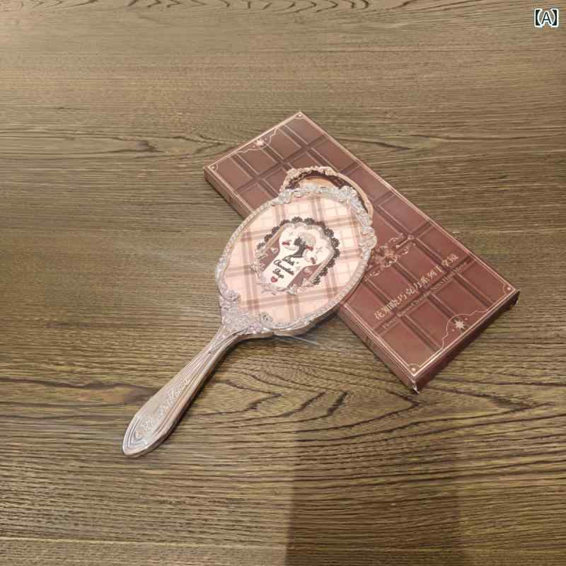 手鏡 コンパクト Huazhixiao ミラー 周辺 ハンドヘルド 化粧 鏡 チョコレート ミルク ティーブラウン ブラック ストロベリー